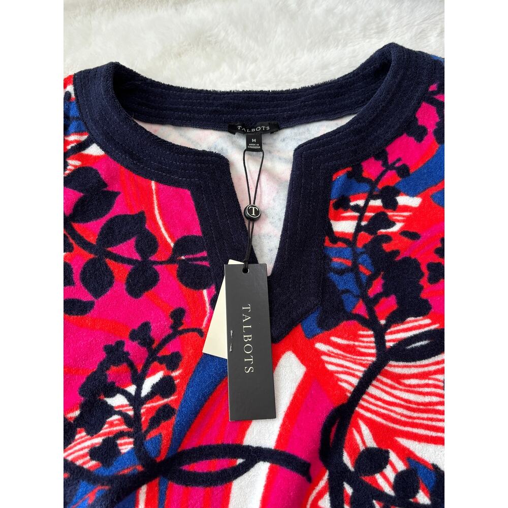 Talbots Womens French Terry Beach Cruise Pool Swim Cover Tunic Dress‎ NWT Medium